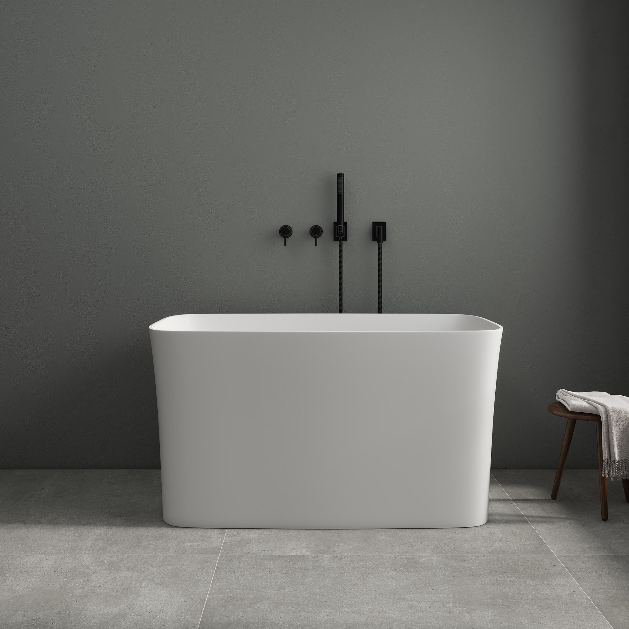 SJ STAR&JANE 47'' Freestanding Soaking Solid Surface Bathtub In